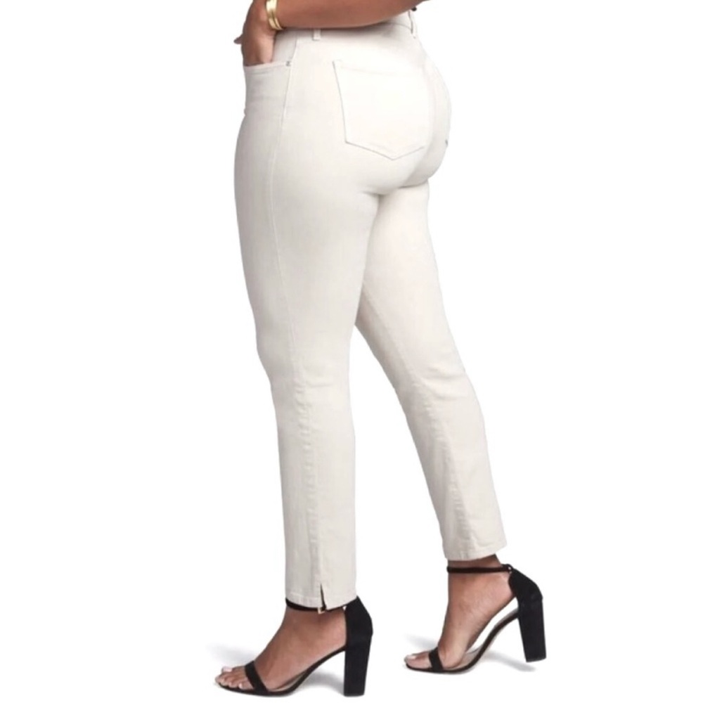 NYDJ Curves 360 White Jeans Straight Leg Stretch Denim Lift Tuck Size 10 - Picture 2 of 6